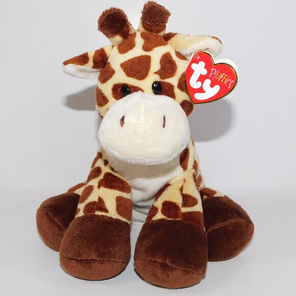 2014 Ty Pluffies 9" Giraffe TIPTOP Brown Tan Bean bag Plush NEW w Tag - Picture 1 of 9
